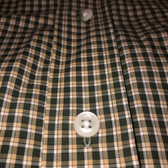 LL Bean Mens Button Up Collared Shirt Large Regular Green Plaid LG - Picture 5 of 10